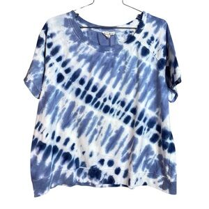 Blue Tie Dye Short Sleeve Sweatshirt